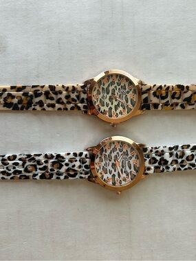 2 Leopard Print Fashion Watch’s- Gold Case